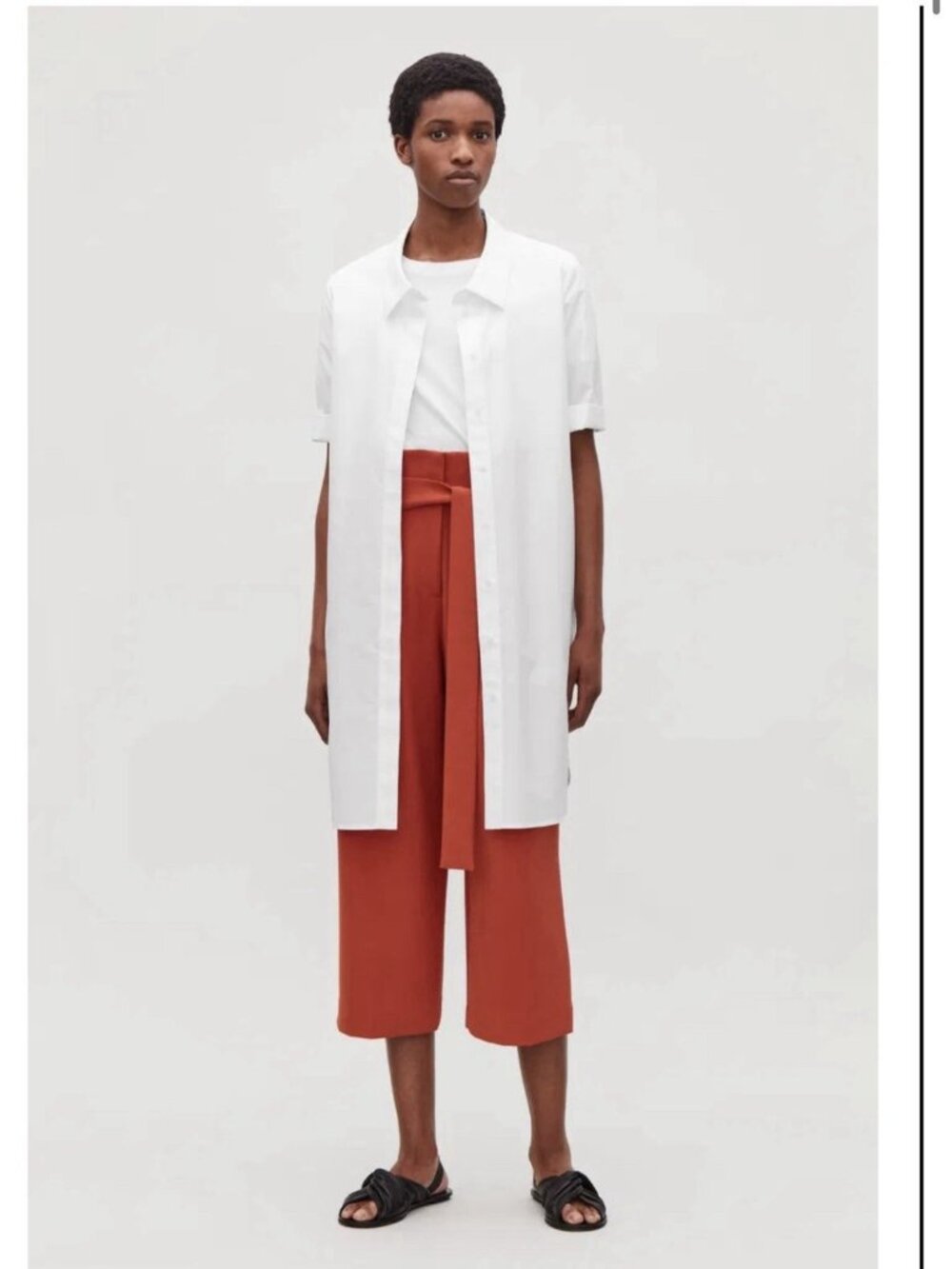 COS Women’s Shirt Dress Minimalist Lagenlook White Cotton Relaxed Size 12 Summer - Picture 2 of 13
